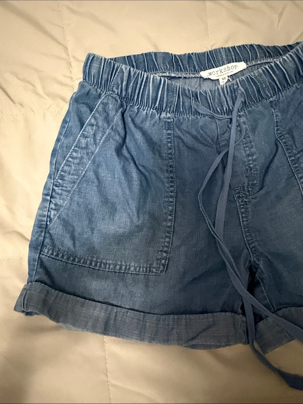 Workshop Republic Clothing Blue Elastic Waist Denim Shorts